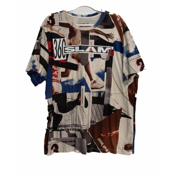 Jordan Air Mens Multicolored Shirt Graphic Print 360 Slam Dunk Short Sleeve 2XL - Picture 2 of 8